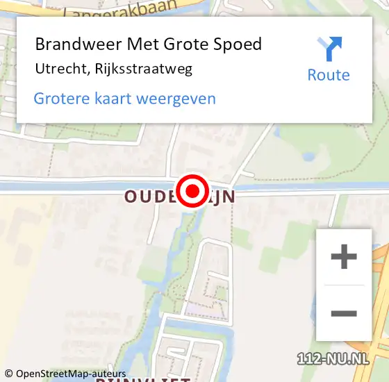 Locatie op kaart van de 112 melding: Brandweer Met Grote Spoed Naar Utrecht, Rijksstraatweg op 27 oktober 2018 09:29