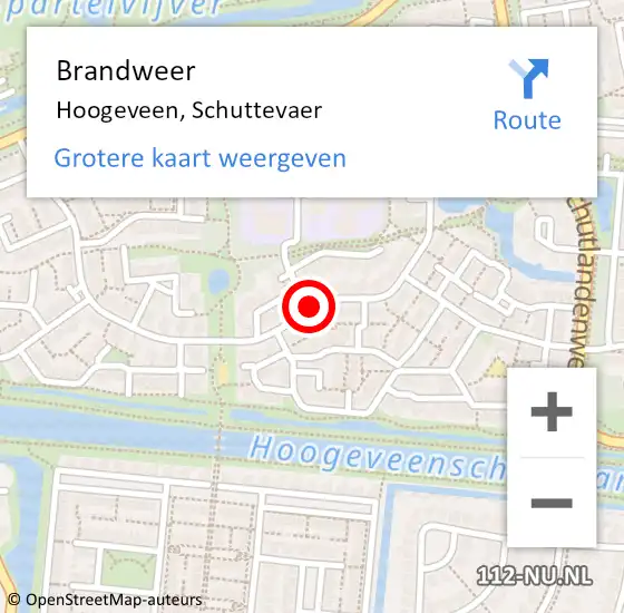 Locatie op kaart van de 112 melding: Brandweer Hoogeveen, Schuttevaer op 27 oktober 2018 09:51