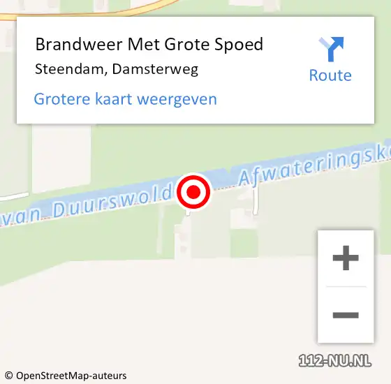 Locatie op kaart van de 112 melding: Brandweer Met Grote Spoed Naar Steendam, Damsterweg op 27 oktober 2018 10:09