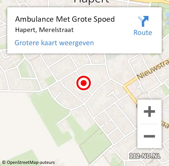 Locatie op kaart van de 112 melding: Ambulance Met Grote Spoed Naar Hapert, Merelstraat op 27 oktober 2018 10:29