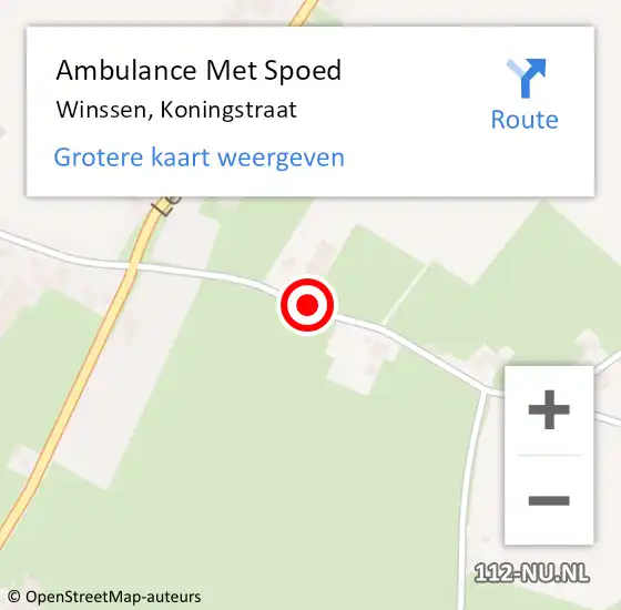 Locatie op kaart van de 112 melding: Ambulance Met Spoed Naar Winssen, Koningstraat op 27 oktober 2018 10:42