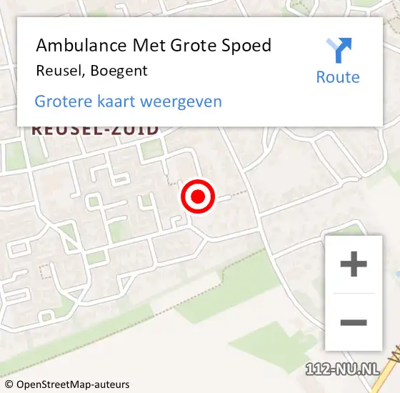 Locatie op kaart van de 112 melding: Ambulance Met Grote Spoed Naar Reusel, Boegent op 27 oktober 2018 10:48