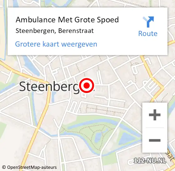 Locatie op kaart van de 112 melding: Ambulance Met Grote Spoed Naar Steenbergen, Berenstraat op 27 oktober 2018 10:49