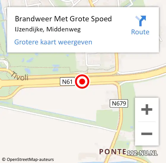 Locatie op kaart van de 112 melding: Brandweer Met Grote Spoed Naar IJzendijke, Middenweg op 25 september 2013 09:54