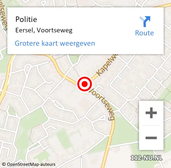 Locatie op kaart van de 112 melding: Politie Eersel, Voortseweg op 27 oktober 2018 11:17