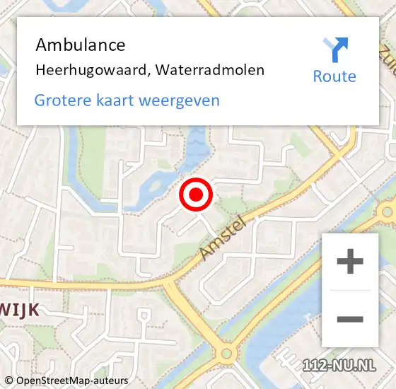 Locatie op kaart van de 112 melding: Ambulance Heerhugowaard, Waterradmolen op 27 oktober 2018 12:44