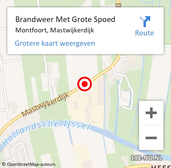 Locatie op kaart van de 112 melding: Brandweer Met Grote Spoed Naar Montfoort, Mastwijkerdijk op 27 oktober 2018 12:58