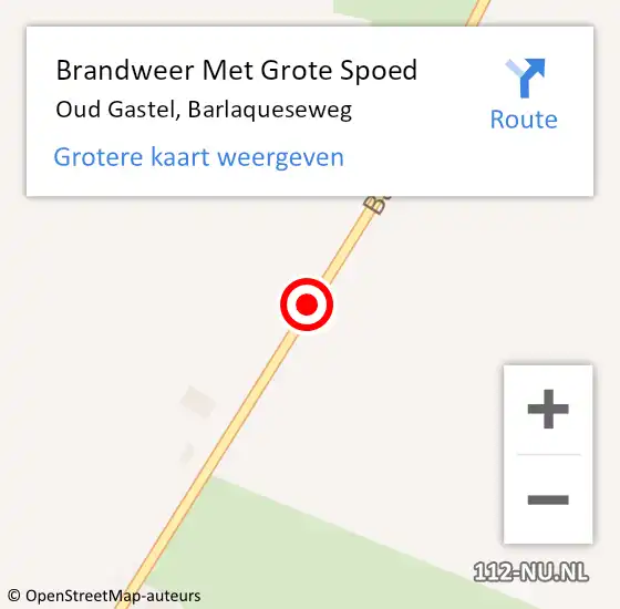 Locatie op kaart van de 112 melding: Brandweer Met Grote Spoed Naar Oud Gastel, Barlaqueseweg op 27 oktober 2018 13:09