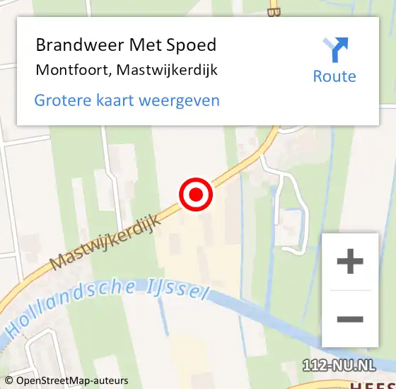 Locatie op kaart van de 112 melding: Brandweer Met Spoed Naar Montfoort, Mastwijkerdijk op 27 oktober 2018 13:18