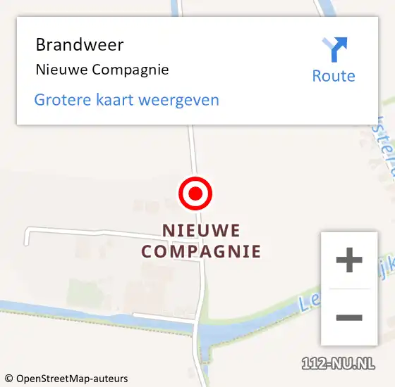 Locatie op kaart van de 112 melding: Brandweer Nieuwe Compagnie op 27 oktober 2018 13:22