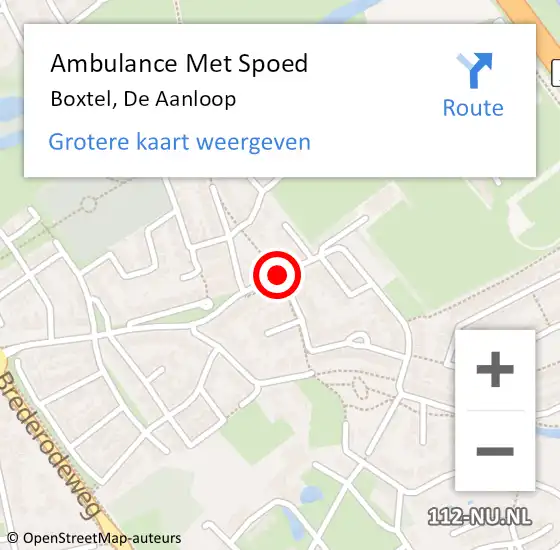 Locatie op kaart van de 112 melding: Ambulance Met Spoed Naar Boxtel, De Aanloop op 27 oktober 2018 13:27