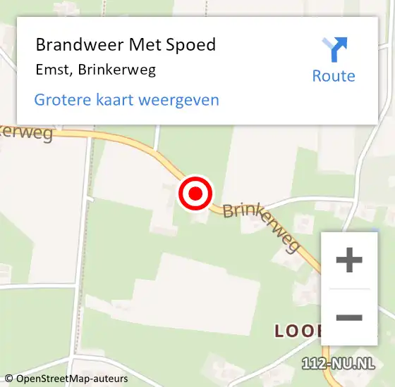 Locatie op kaart van de 112 melding: Brandweer Met Spoed Naar Emst, Brinkerweg op 27 oktober 2018 14:03