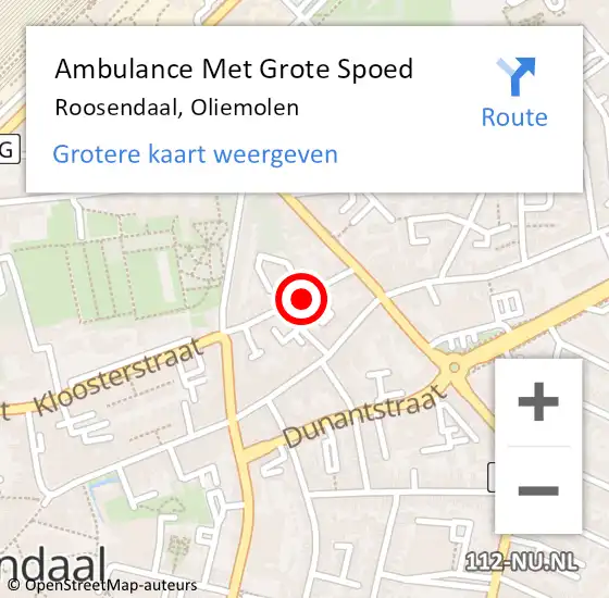 Locatie op kaart van de 112 melding: Ambulance Met Grote Spoed Naar Roosendaal, Oliemolen op 27 oktober 2018 14:25
