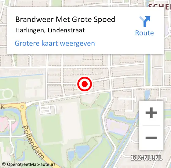 Locatie op kaart van de 112 melding: Brandweer Met Grote Spoed Naar Harlingen, Lindenstraat op 27 oktober 2018 14:40