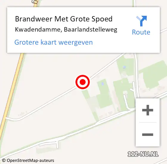 Locatie op kaart van de 112 melding: Brandweer Met Grote Spoed Naar Kwadendamme, Baarlandstelleweg op 27 oktober 2018 15:00