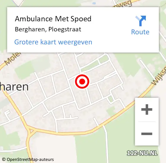 Locatie op kaart van de 112 melding: Ambulance Met Spoed Naar Bergharen, Ploegstraat op 27 oktober 2018 15:00