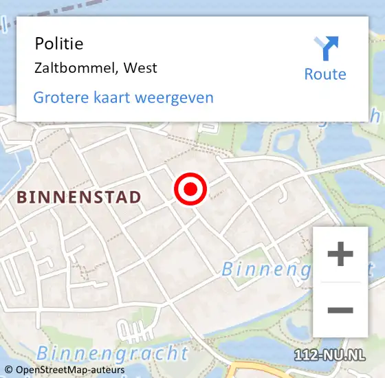 Locatie op kaart van de 112 melding: Politie Zaltbommel, West op 27 oktober 2018 17:04