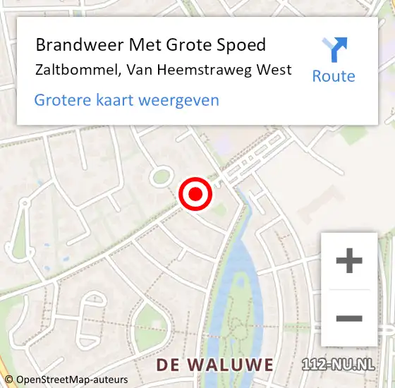 Locatie op kaart van de 112 melding: Brandweer Met Grote Spoed Naar Zaltbommel, Van Heemstraweg West op 27 oktober 2018 17:26