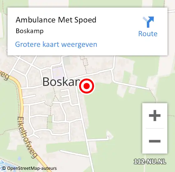 Locatie op kaart van de 112 melding: Ambulance Met Spoed Naar Boskamp op 27 oktober 2018 17:50