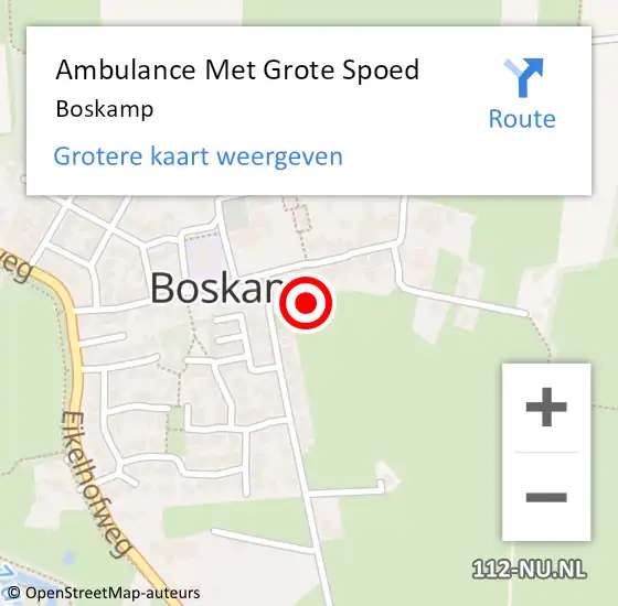 Locatie op kaart van de 112 melding: Ambulance Met Grote Spoed Naar Boskamp op 27 oktober 2018 17:53