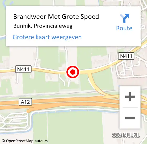 Locatie op kaart van de 112 melding: Brandweer Met Grote Spoed Naar Bunnik, Provincialeweg op 27 oktober 2018 18:23