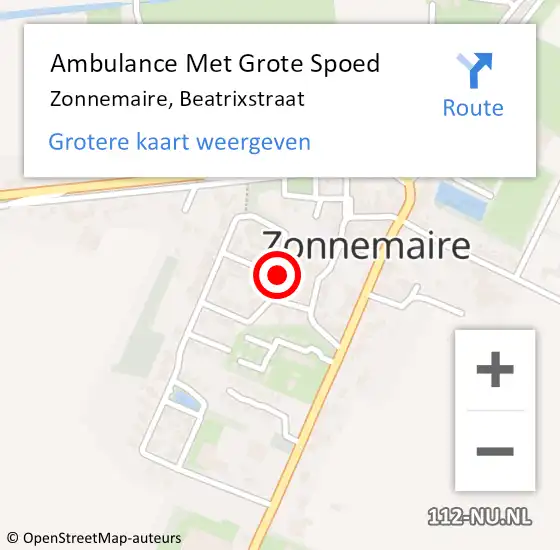 Locatie op kaart van de 112 melding: Ambulance Met Grote Spoed Naar Zonnemaire, Beatrixstraat op 27 oktober 2018 19:02