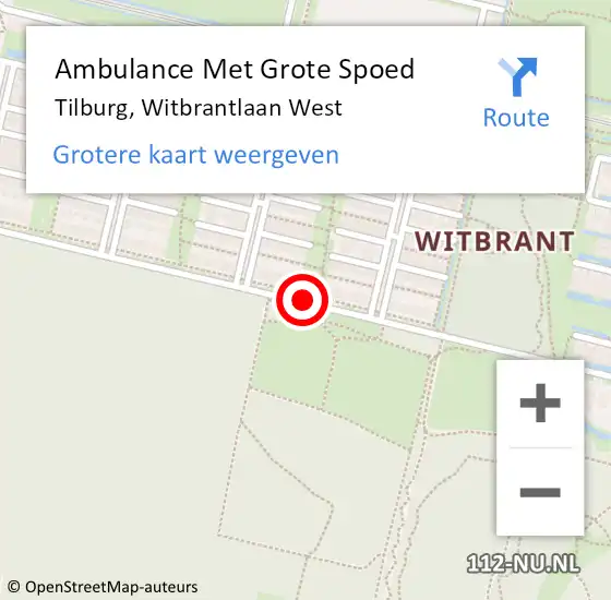 Locatie op kaart van de 112 melding: Ambulance Met Grote Spoed Naar Tilburg, Witbrantlaan West op 27 oktober 2018 19:47