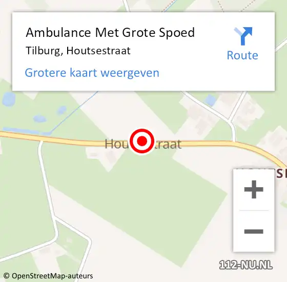 Locatie op kaart van de 112 melding: Ambulance Met Grote Spoed Naar Tilburg, Houtsestraat op 27 oktober 2018 19:56