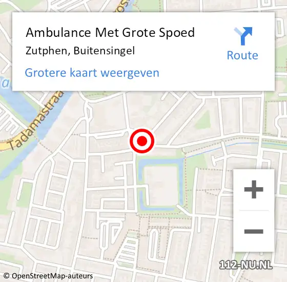 Locatie op kaart van de 112 melding: Ambulance Met Grote Spoed Naar Zutphen, Buitensingel op 27 oktober 2018 20:28