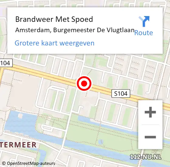 Locatie op kaart van de 112 melding: Brandweer Met Spoed Naar Amsterdam, Burgemeester De Vlugtlaan op 27 oktober 2018 23:49