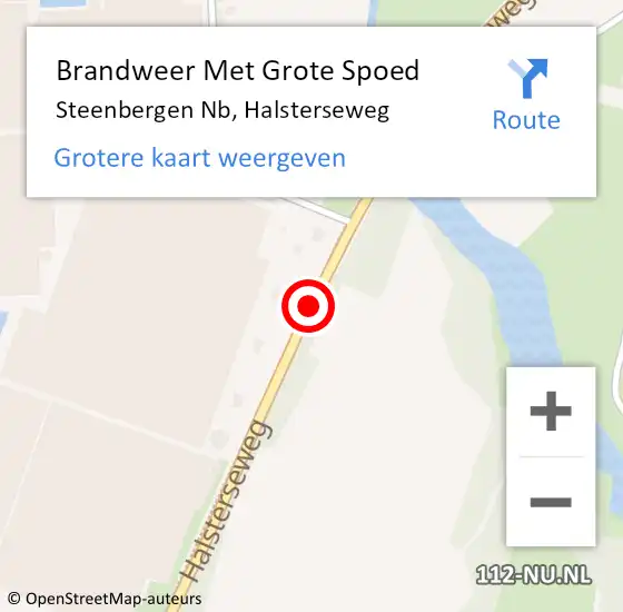 Locatie op kaart van de 112 melding: Brandweer Met Grote Spoed Naar Steenbergen Nb, Halsterseweg op 28 oktober 2018 00:01
