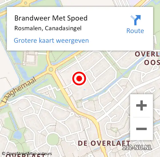 Locatie op kaart van de 112 melding: Brandweer Met Spoed Naar Rosmalen, Canadasingel op 28 oktober 2018 00:11