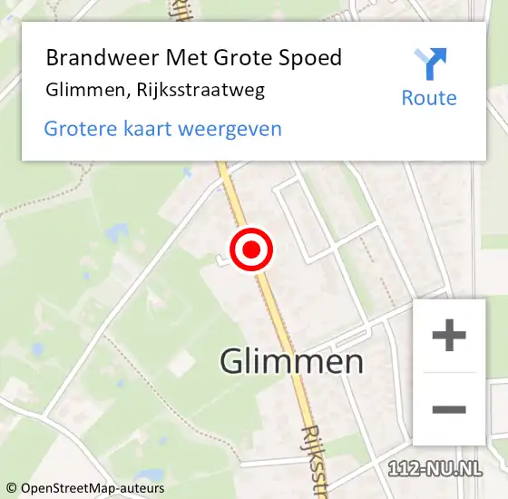 Locatie op kaart van de 112 melding: Brandweer Met Grote Spoed Naar Glimmen, Rijksstraatweg op 28 oktober 2018 00:12