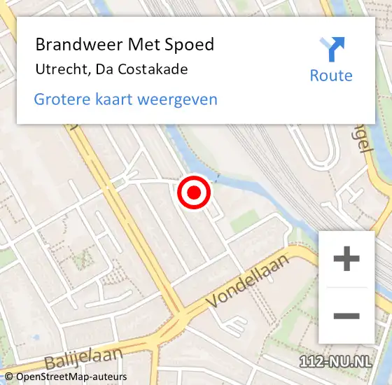 Locatie op kaart van de 112 melding: Brandweer Met Spoed Naar Utrecht, Da Costakade op 28 oktober 2018 00:41