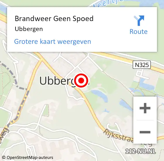 Locatie op kaart van de 112 melding: Brandweer Geen Spoed Naar Ubbergen op 28 oktober 2018 01:39