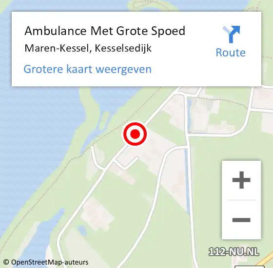 Locatie op kaart van de 112 melding: Ambulance Met Grote Spoed Naar Maren-Kessel, Kesselsedijk op 28 oktober 2018 02:48