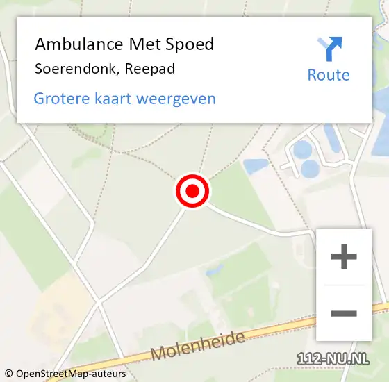 Locatie op kaart van de 112 melding: Ambulance Met Spoed Naar Soerendonk, Reepad op 28 oktober 2018 04:05