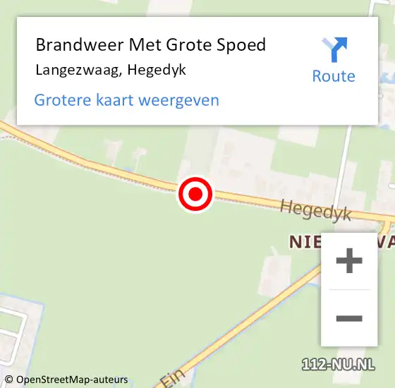 Locatie op kaart van de 112 melding: Brandweer Met Grote Spoed Naar Langezwaag, Hegedyk op 28 oktober 2018 04:47