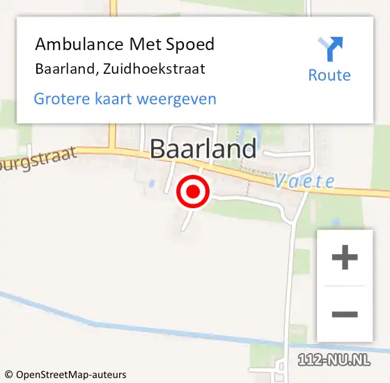 Locatie op kaart van de 112 melding: Ambulance Met Spoed Naar Baarland, Zuidhoekstraat op 28 oktober 2018 06:55