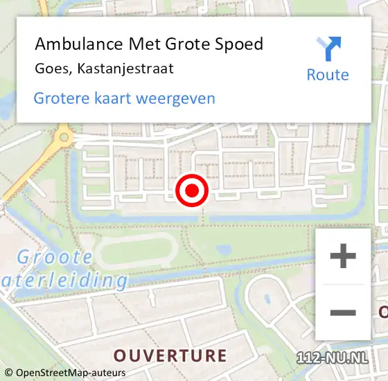 Locatie op kaart van de 112 melding: Ambulance Met Grote Spoed Naar Goes, Kastanjestraat op 28 oktober 2018 08:18