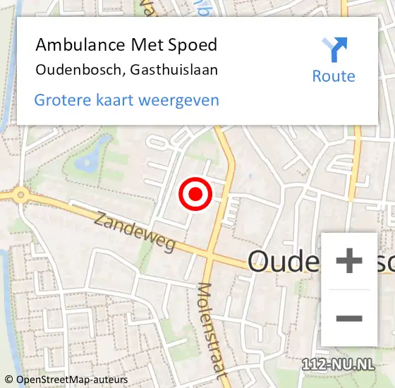 Locatie op kaart van de 112 melding: Ambulance Met Spoed Naar Oudenbosch, Gasthuislaan op 28 oktober 2018 09:43