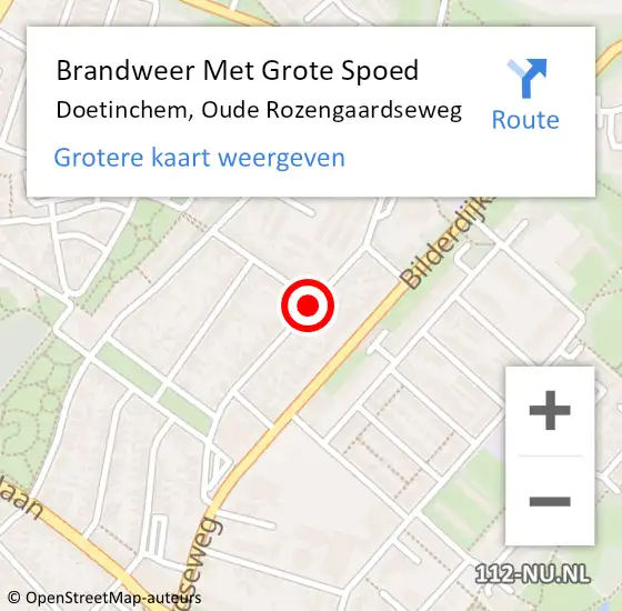 Locatie op kaart van de 112 melding: Brandweer Met Grote Spoed Naar Doetinchem, Oude Rozengaardseweg op 28 oktober 2018 09:58