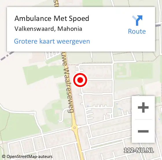 Locatie op kaart van de 112 melding: Ambulance Met Spoed Naar Valkenswaard, Mahonia op 28 oktober 2018 10:13