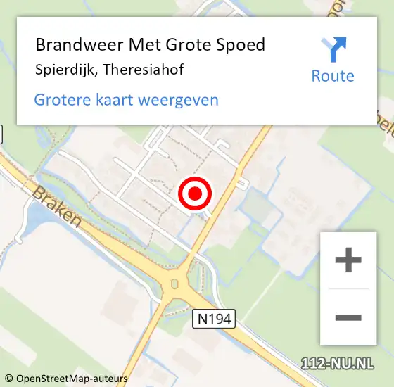 Locatie op kaart van de 112 melding: Brandweer Met Grote Spoed Naar Spierdijk, Theresiahof op 28 oktober 2018 10:17