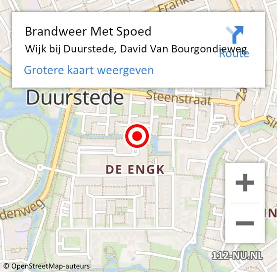 Locatie op kaart van de 112 melding: Brandweer Met Spoed Naar Wijk bij Duurstede, David Van Bourgondieweg op 28 oktober 2018 11:05