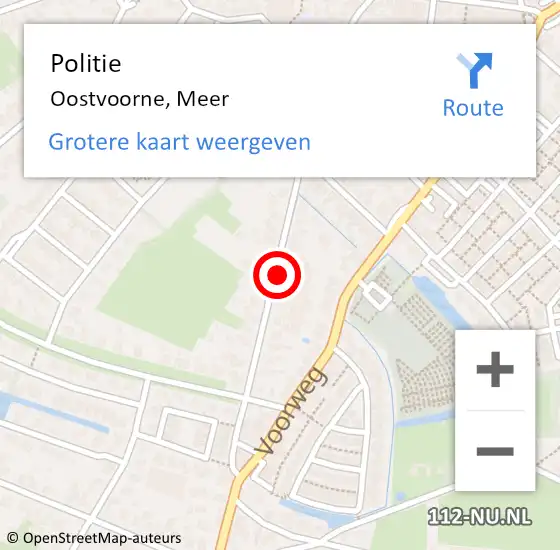 Locatie op kaart van de 112 melding: Politie Oostvoorne, V D Meerweg op 28 oktober 2018 11:07