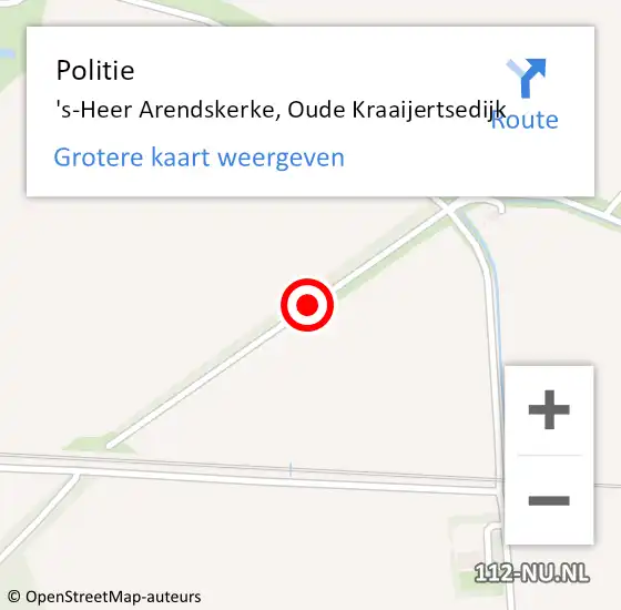 Locatie op kaart van de 112 melding: Politie 's-Heer Arendskerke, Oude Kraaijertsedijk op 28 oktober 2018 11:36