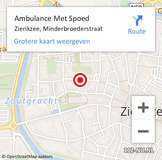 Locatie op kaart van de 112 melding: Ambulance Met Spoed Naar Zierikzee, Minderbroederstraat op 28 oktober 2018 12:02