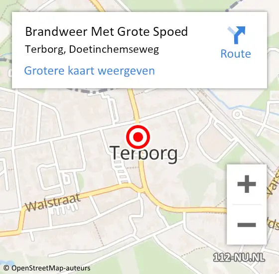 Locatie op kaart van de 112 melding: Brandweer Met Grote Spoed Naar Terborg, Doetinchemseweg op 28 oktober 2018 12:07