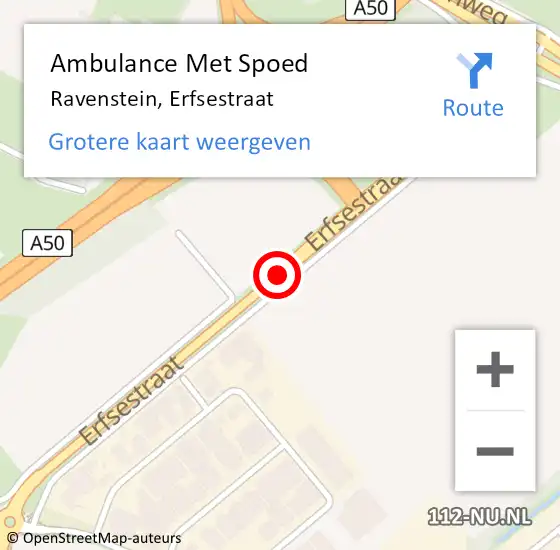 Locatie op kaart van de 112 melding: Ambulance Met Spoed Naar Ravenstein, Erfsestraat op 28 oktober 2018 12:25